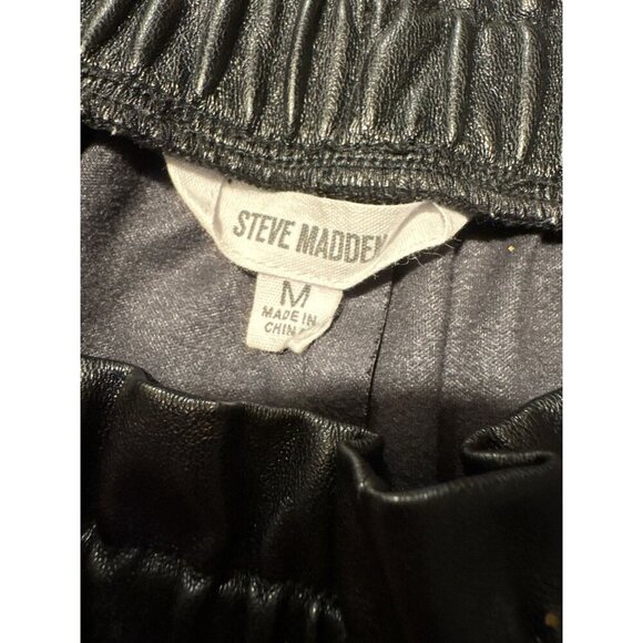 STEVE MADDEN Fonda Shorts Black Faux Leather Moto Boho Biker Glam Size Medium - Picture 5 of 6